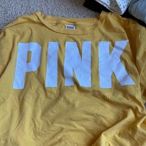 yellow PINK mesh long sleeve crop top